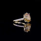 2.1 Ct Light Brown Elongate Cushion With Round Cut Moissanite Engagement Ring