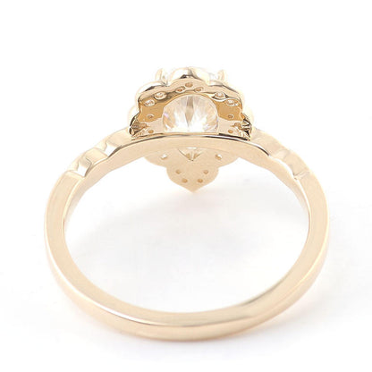 2.1 Ct Pear Moissanite With Round Cut Wedding Ring